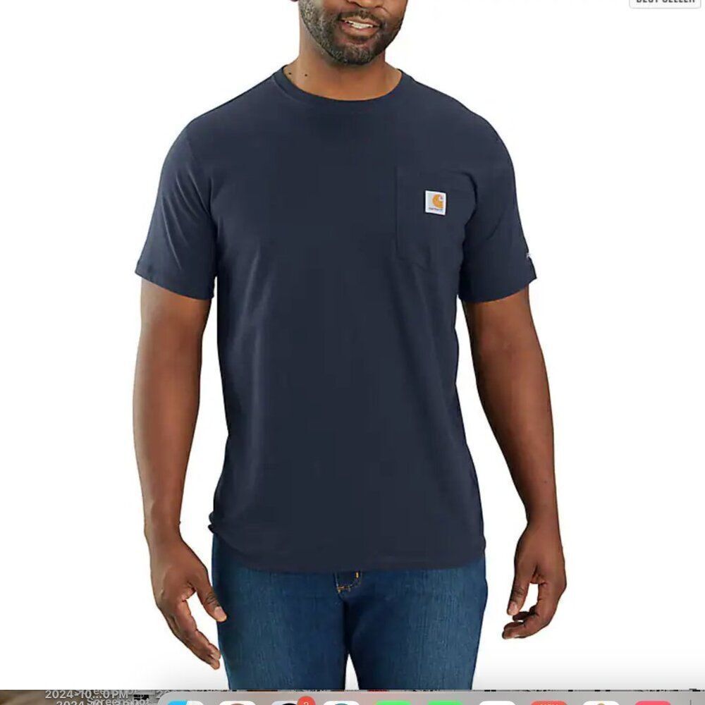 Carharrt Force Relaxed Fit Midweight Short-sleeve Pocket tshirt navy blue NWT M